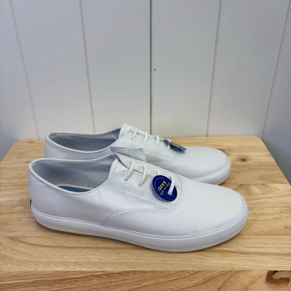 Keds Preppy Slip On Leather Sneakers Women Size 10 Minimalist Tennis Clean Girl - Picture 3 of 9
